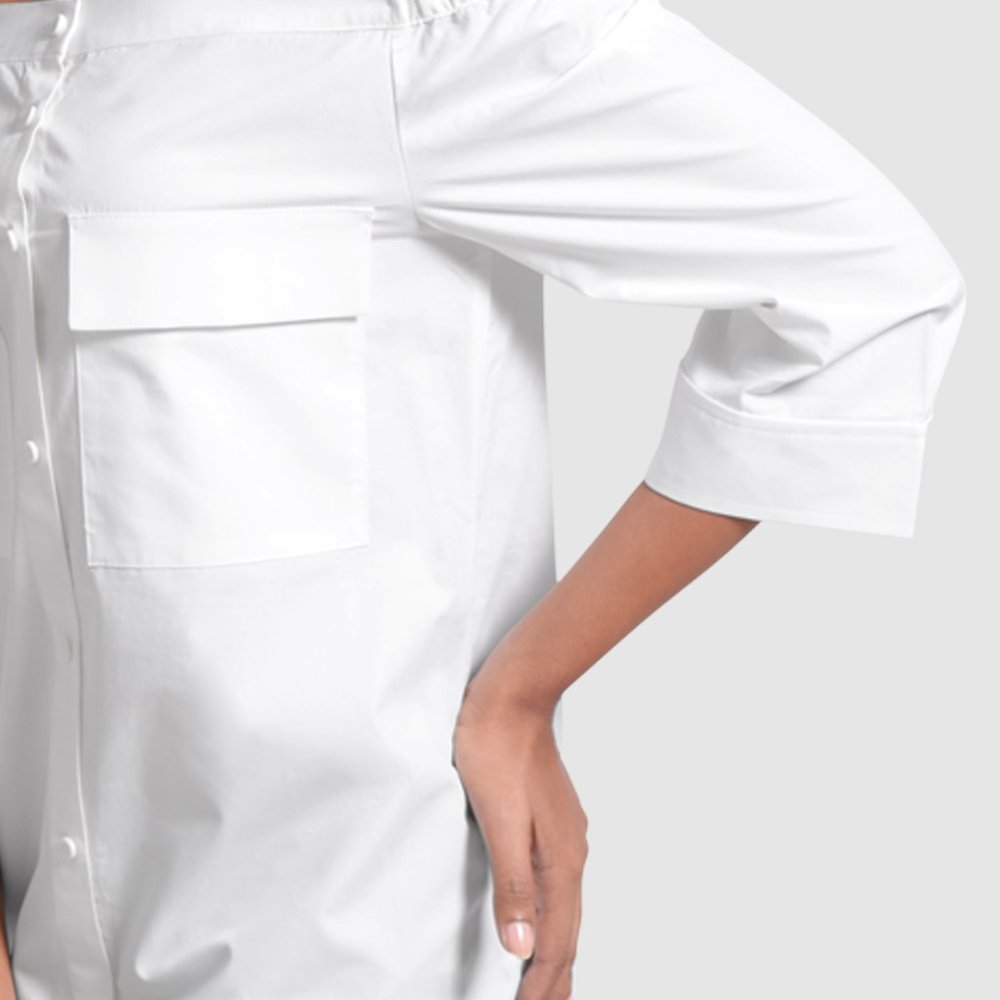 OLGYN Women White Top off Shoulder 2 Front Pockets - Picture 4 of 5